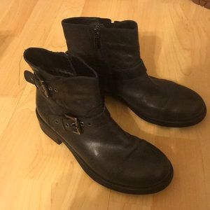 Italian black leather all weather boots